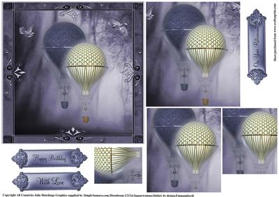 Misty Blue Hot Air Balloons Pyramid Layer Topper