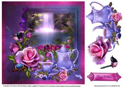 Tea with a Waterfall View Card Topper