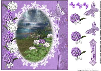 Hydrangea Falls Card Topper 8x8