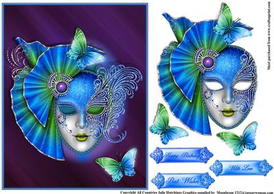 Wonderfull Shimmering Emerald Masquerade Card Topper