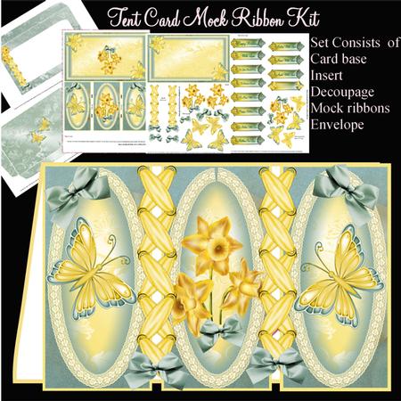 Tent Fold Mock Ribbon Daffodil's and Flutters Card Kit