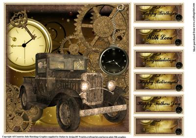Masculine Steampunk Style Truck,cogs,and Watch Fobs
