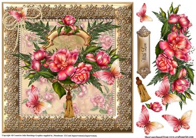 Beautiful Pearls,roses and Flutters Topper