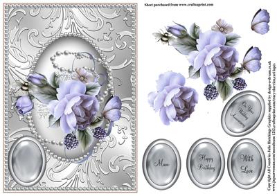 Delicate Rose in a Silver Shimmering Pearl Frame