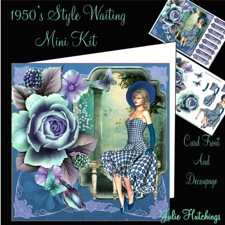 Waiting 1950's Style Card Front with Decoupage