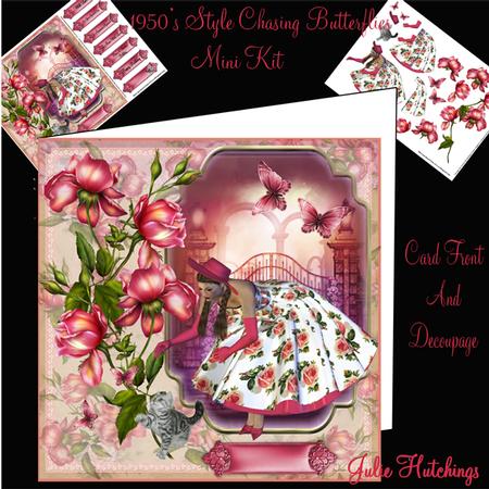 1950's Style Chasing Butterflies Mini Kit Card Front