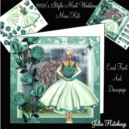 1950's Style Mint Wedding Card Front Mini Kit