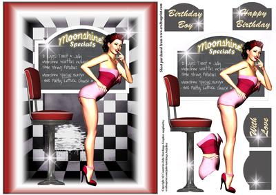 Gorgeous 50's Pin Up Girl Style Card Topper