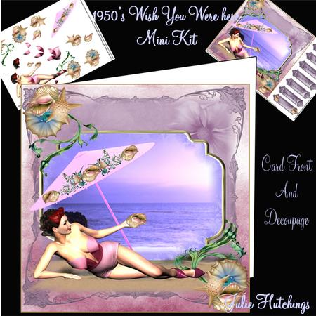 50's Style Wish You Were Here! Card Front Mini Kit
