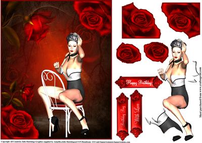 50's Pin Up Red Rose Topper