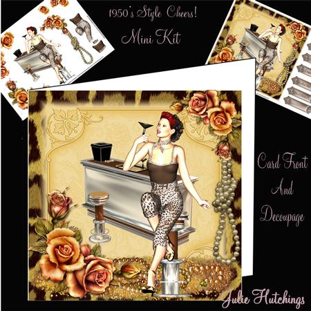 Cheers! 1950's Style Mini Kit Card Front and Decoupage