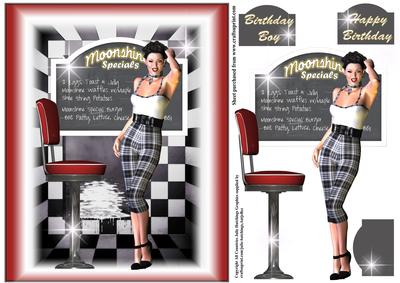 Pin Up Girl in Capri Pants Card Topper