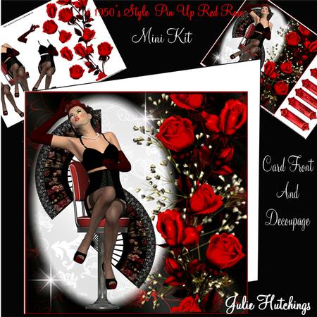 50's Style Pin Up Girl Red Rose Mini Kit