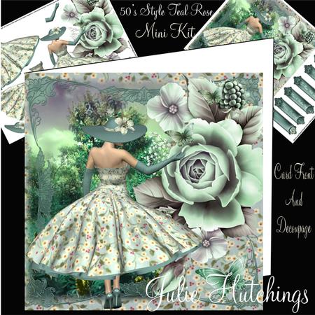 1950's Lady Teal Rose Mini Kit