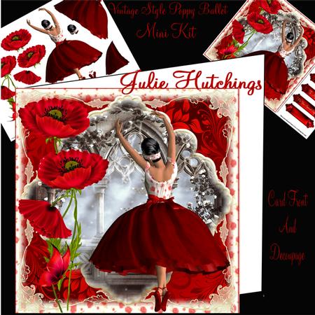 The Vintage Style Poppy Ballet Card Front Mini Kit
