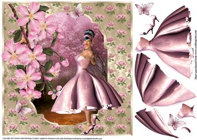 1950s Pink Blossom Card Topper