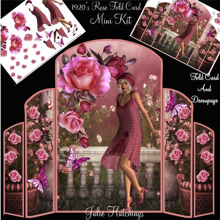 1920's Rose Flapper Girl Fold Card