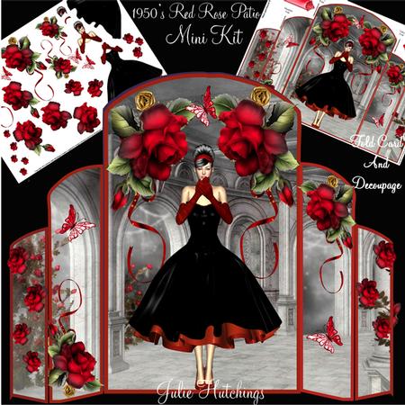 1950's Red Rose Patio Fold Card Mini Kit