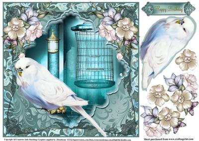 Beautiful Budgerigar and Flowers Topper