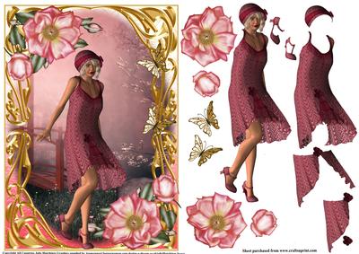 Beautiful Flapper Girl Style in Pink and Gold