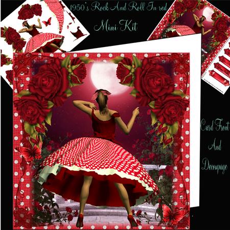 Polka Dot Rock and Roll Card Front Mini Kit