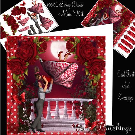 1950's Swing Dance Couple Card Front with Decoupage