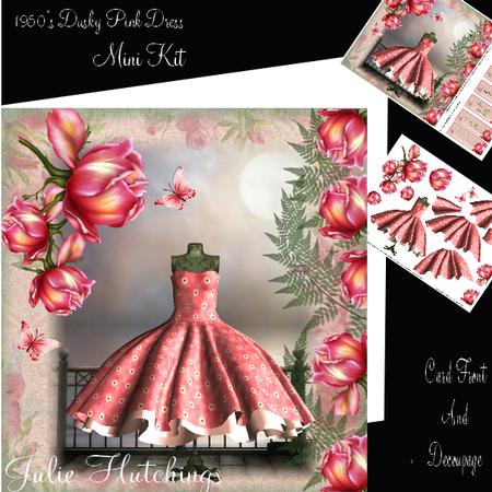 1950's the Dusky Pink Dress Card Front Mini Kit