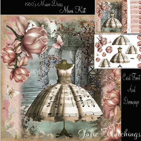 Vintage Music Dress Card Front Mini Kit