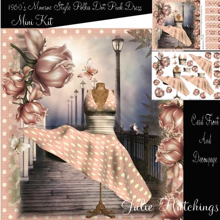 Marilyn Style Pink Polka Dot Dress Card Front Kit