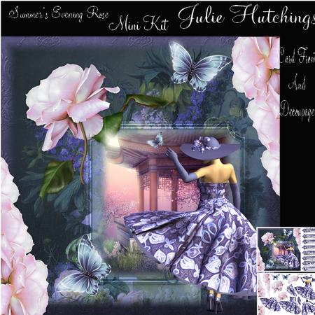 The Evening Summers Rose Card Front Decoupage