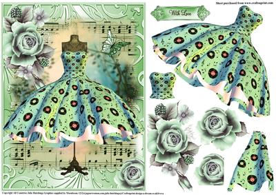 Rock and Roll in Mint Card Topper with Decoupage