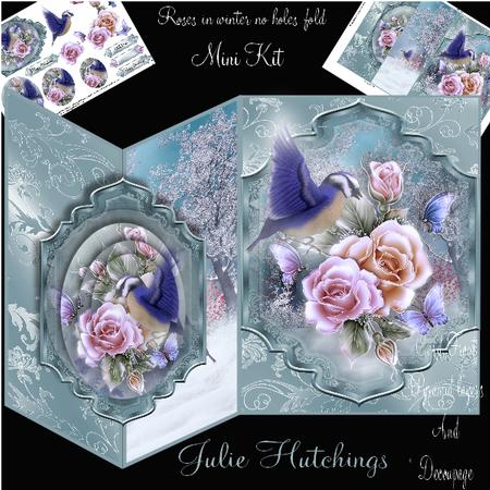 No Holes Fold Card Roses in Winter