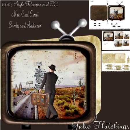 Wonderful 1950's Television Shaped Card Kit