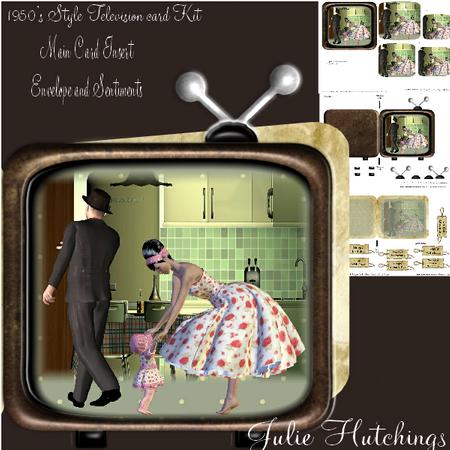 Retro Kitchen Television Shaped Card Kit