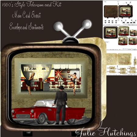Retro Diner Poster Television Card Kit