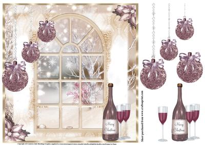 The Dusky Pink Snow Window Scene Topper