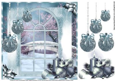 Blue Blue Christmas Window Topper