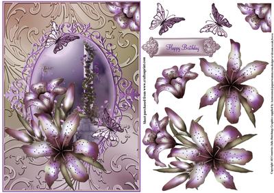 Beautiful Lily Flutters Shimmering Card Front