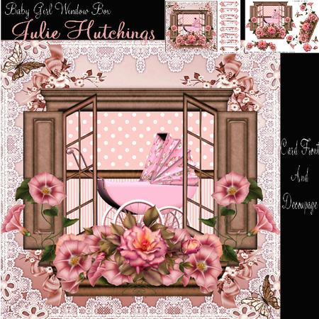 Baby Girl Window Box Card Front Mini Kit