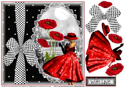 Grace and the Red Poppy's Card Topper