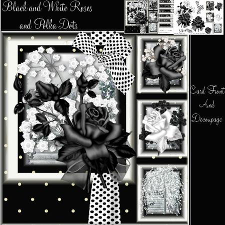Black and White Roses and Polka Dots
