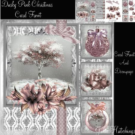 Dusky Pink Christmas Card Front Mini Kit
