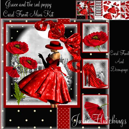 Beautiful Grace with Red Poppy's Card Front Mini Kit