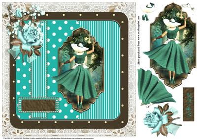 Polka Dots and Lace in Teal Card Topper