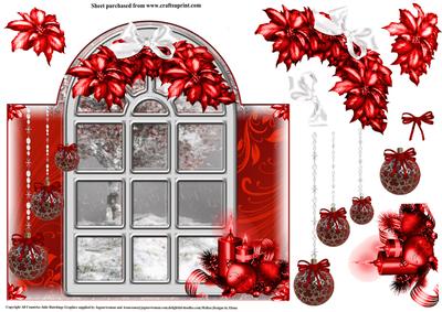 Beautiful Christmas Window Scene Shaped Topper