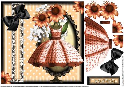 Peach Polka Dots and 1950's Dress Card Topper