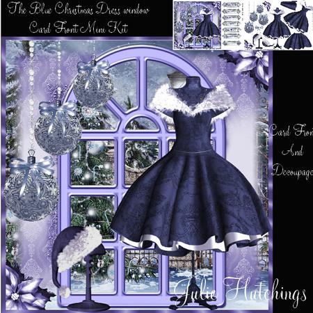 The Blue Christmas Dress Window Card Front Kit