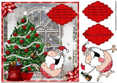 Funny Drunk Santa Card Topper