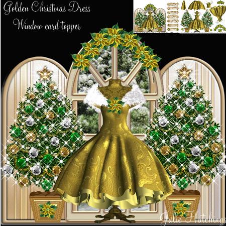 Beautiful Golden Christmas Dress Window