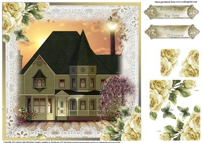 Vintage Style New Home or Retirement Card Topper